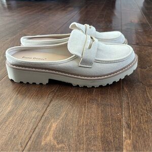 Pierre Dumas Off-White Suede Loafers for Women